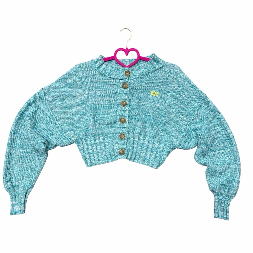 BDG Urban Outfitters Cropped Button Cardigan Teal M